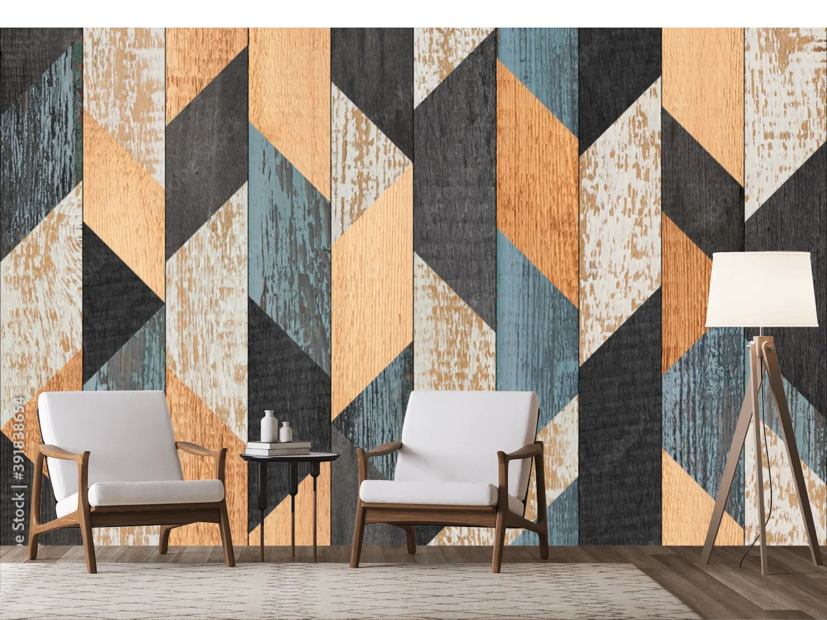 Mural Chevron Vintage Moderna – Fotomural Decorativo para Sala o Recámara en Vinil, Papel Tapiz o Contract