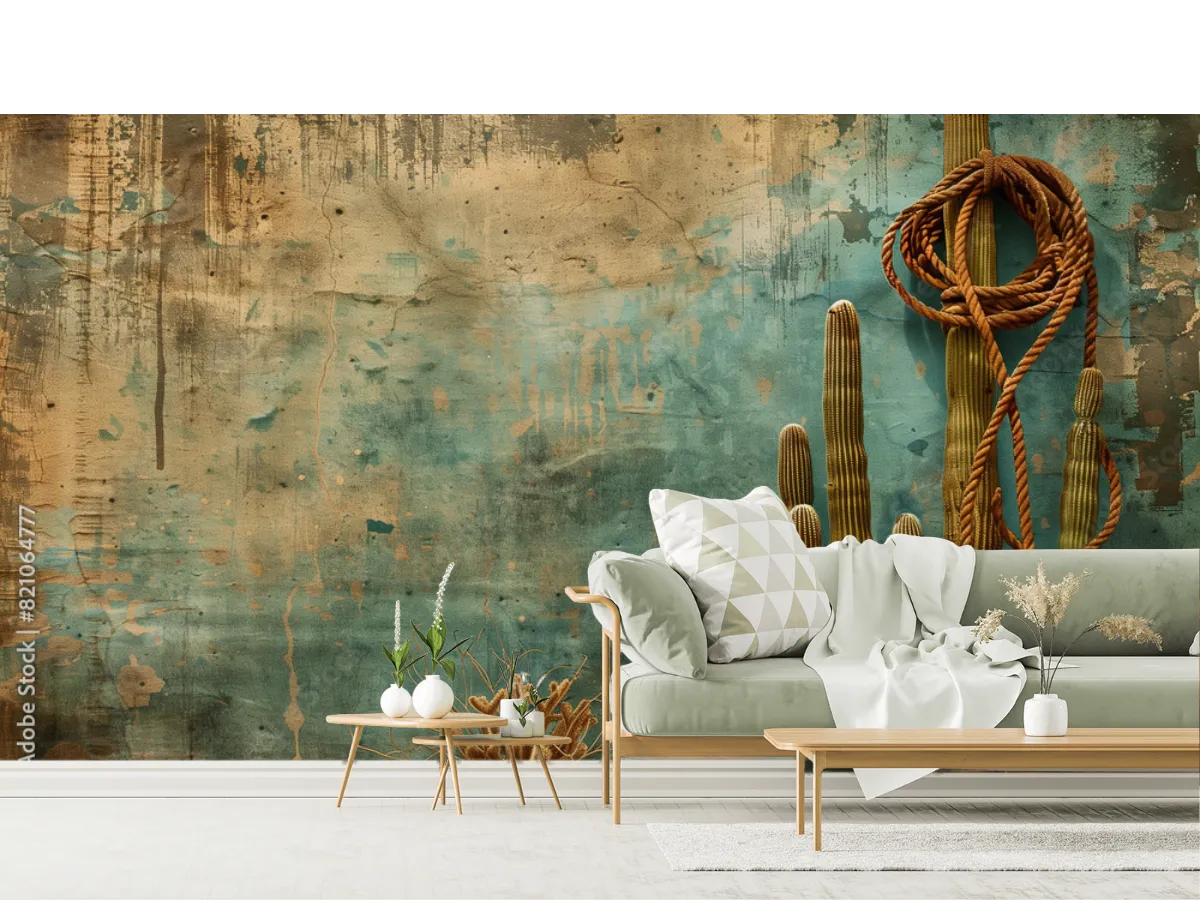 Mural Saguaro Salvaje para Sala – Fotomural Decorativo en Vinil Arquitectónico o Papel Tapiz