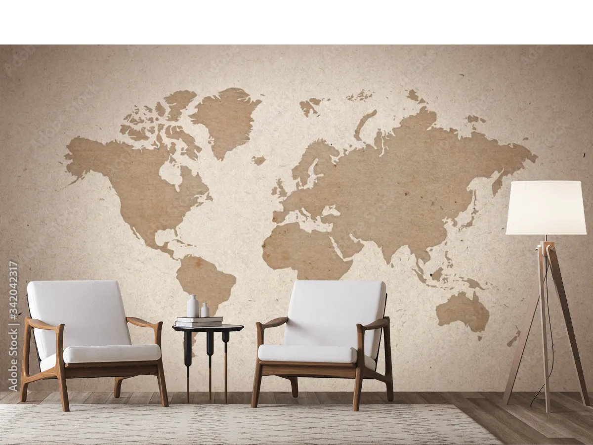 Papel Tapiz Mapa del Mundo Vintage | Decoración Global para Pared