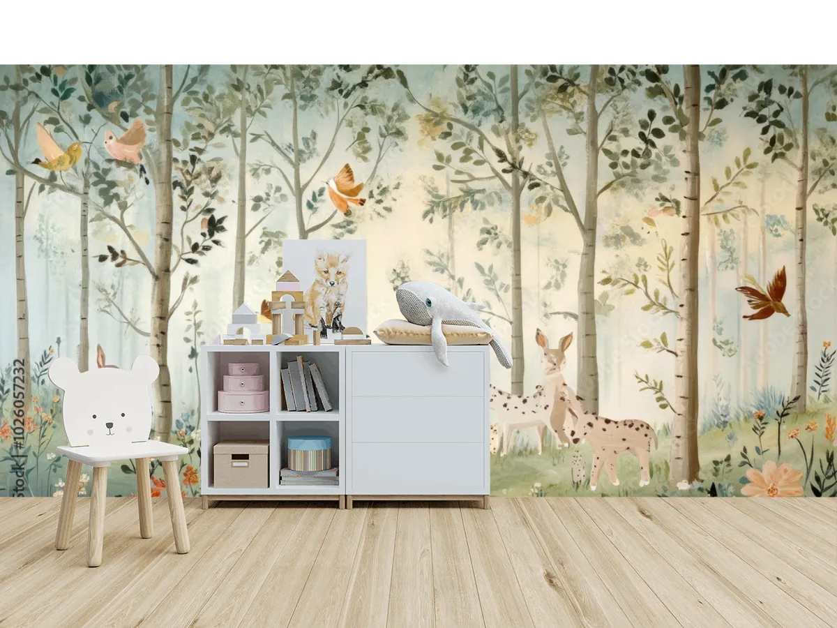 Mural Bosque Encantado Infantil para Pared - Fotomural Vinil Arquitectónico