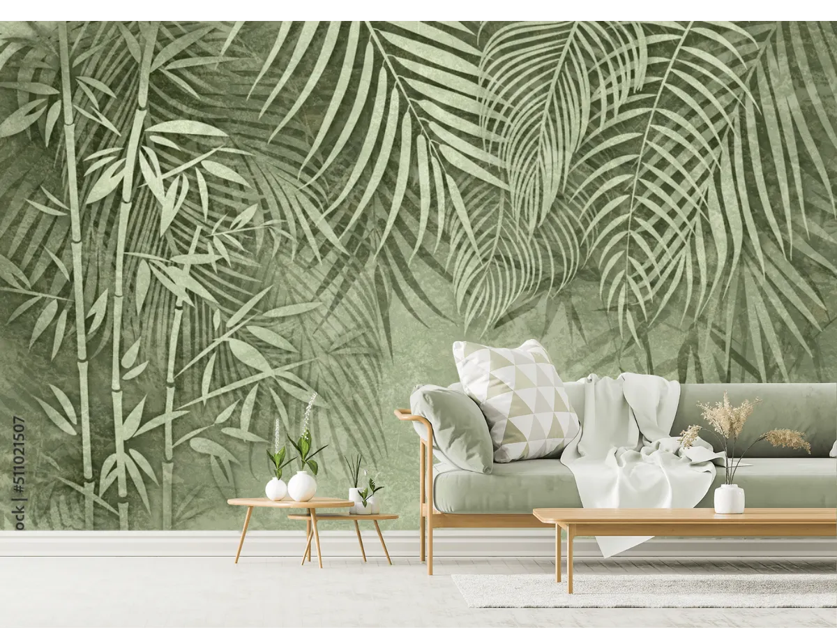 Mural Tropical Bambú Sereno vinil arquitectónico - mural de pared decorativo