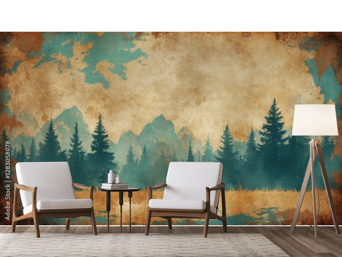 Mural Bosque Escondido Vintage para Decoración de Sala – Vinil o Tapiz a Medida