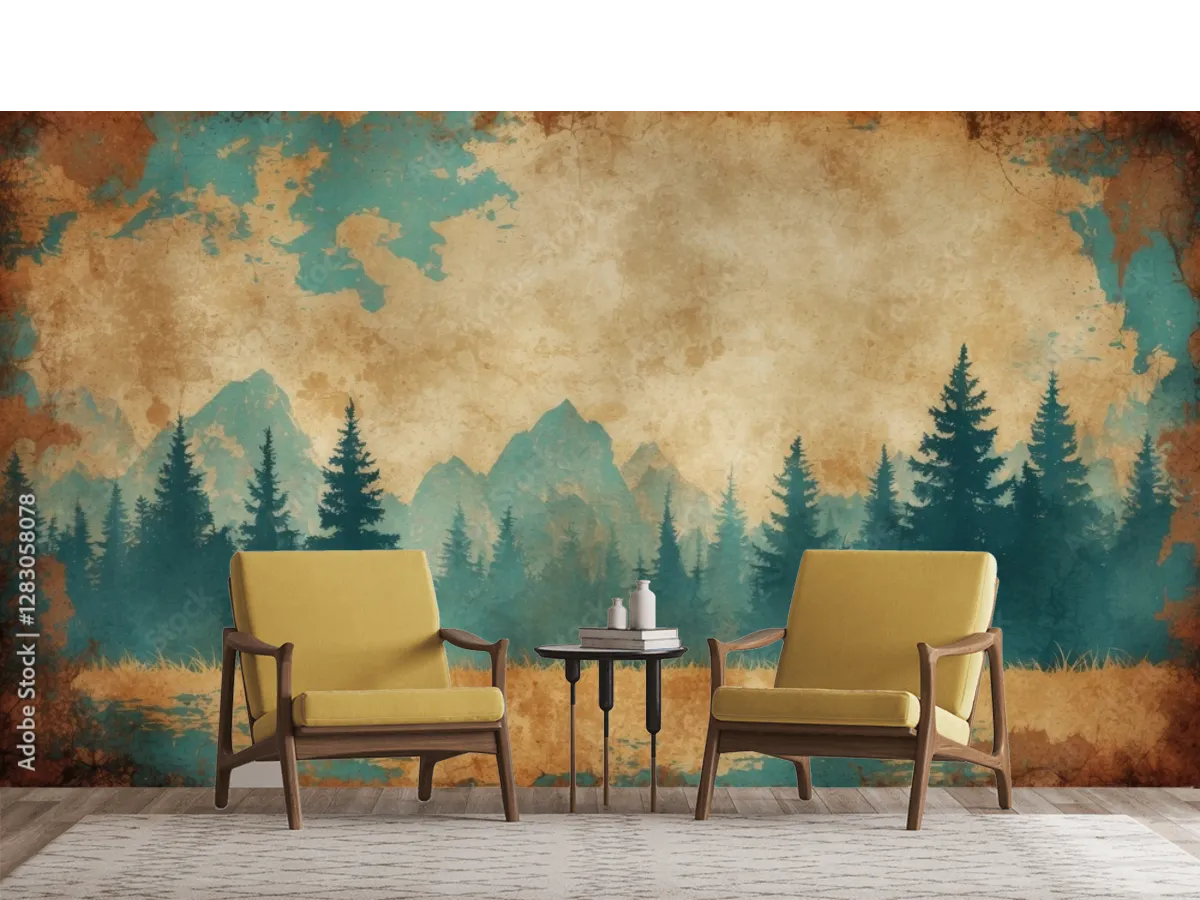 Mural Bosque Escondido Vintage para Decoración de Sala – Vinil o Tapiz a Medida