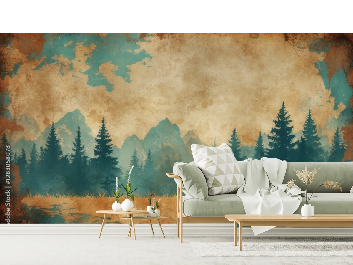 Mural Bosque Escondido Vintage para Decoración de Sala – Vinil o Tapiz a Medida
