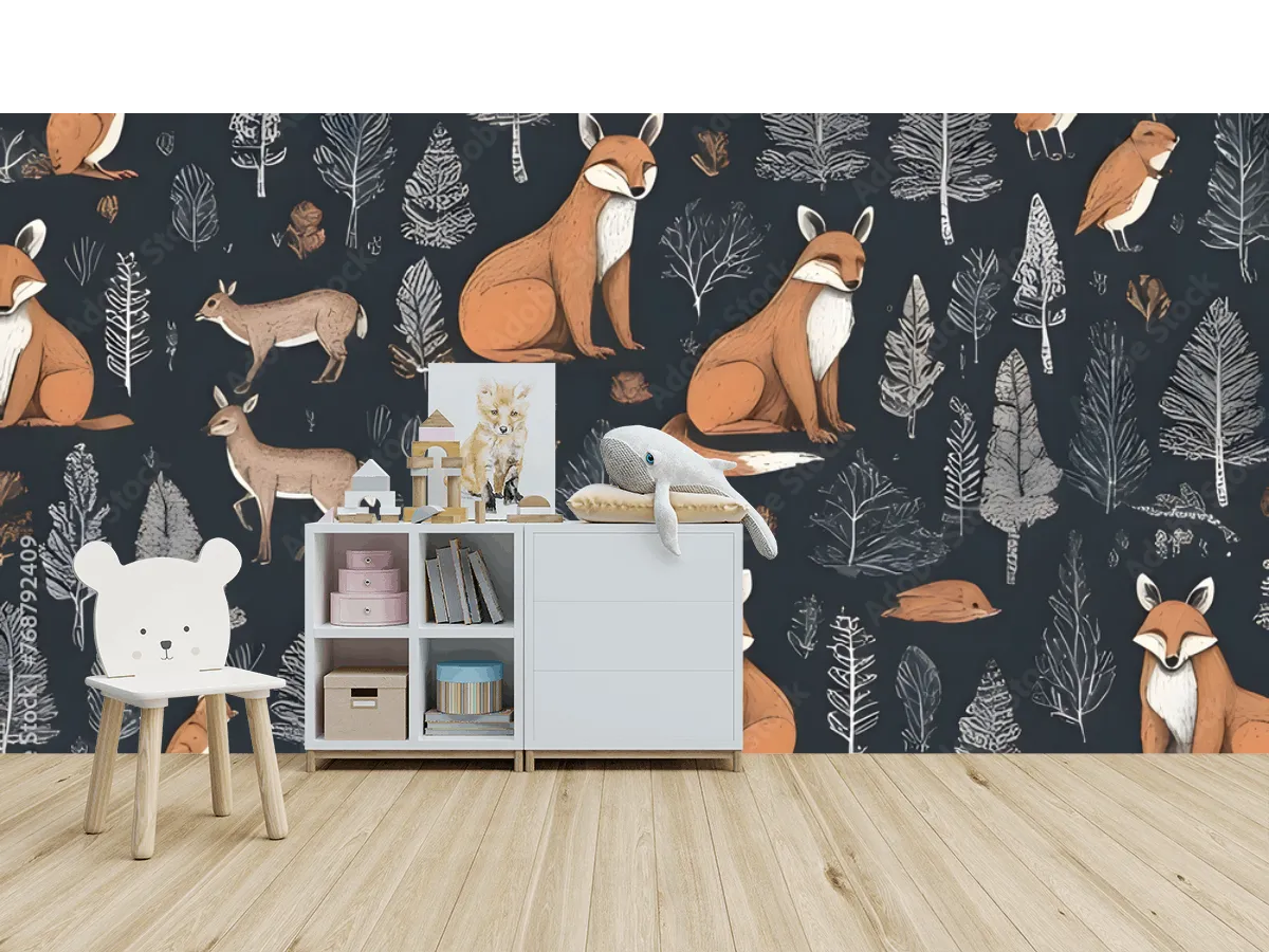Fotomural Bosque Encantado Animales para decoración mural (Vinil, Tapiz especializado)