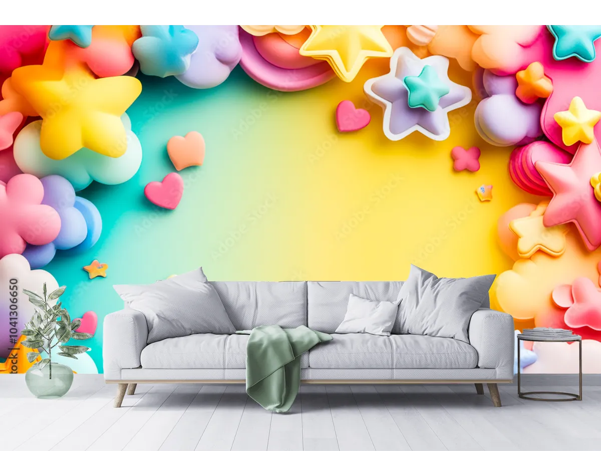 Mural Cielo de Sueños Pastel para decoración de sala - Vinil Arquitectónico