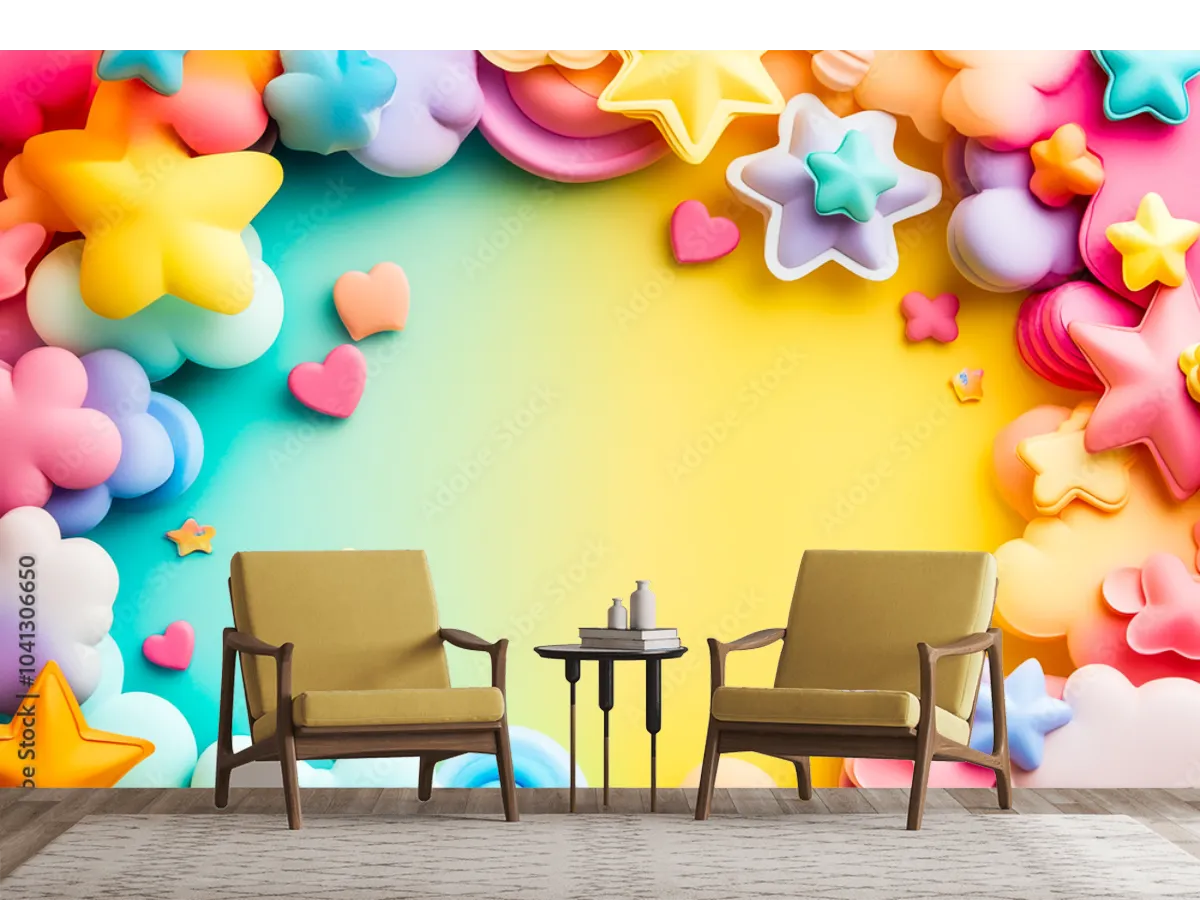 Mural Cielo de Sueños Pastel para decoración de sala - Vinil Arquitectónico