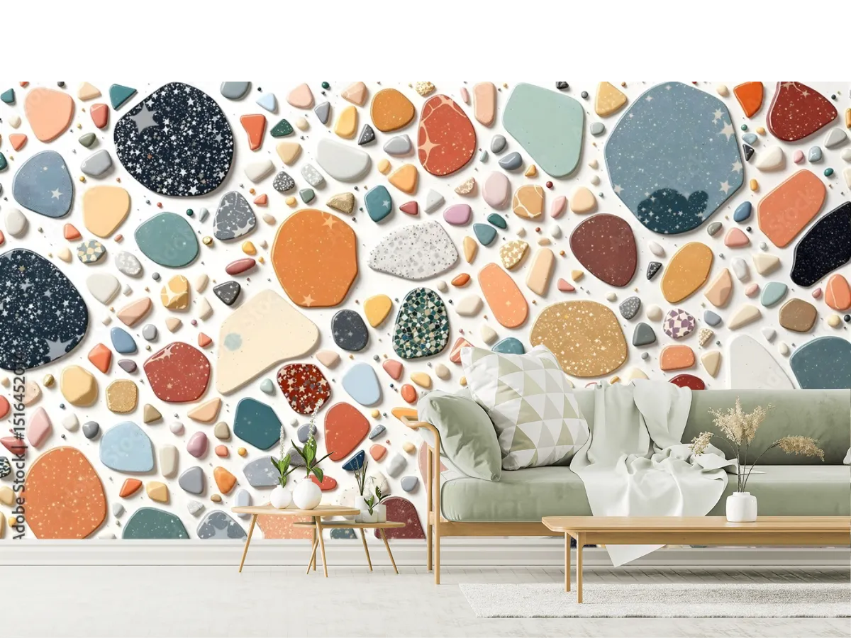 Mural Gema Cósmica en Vinil Arquitectónico o Papel Tapiz para Decoración de Sala y Recámara