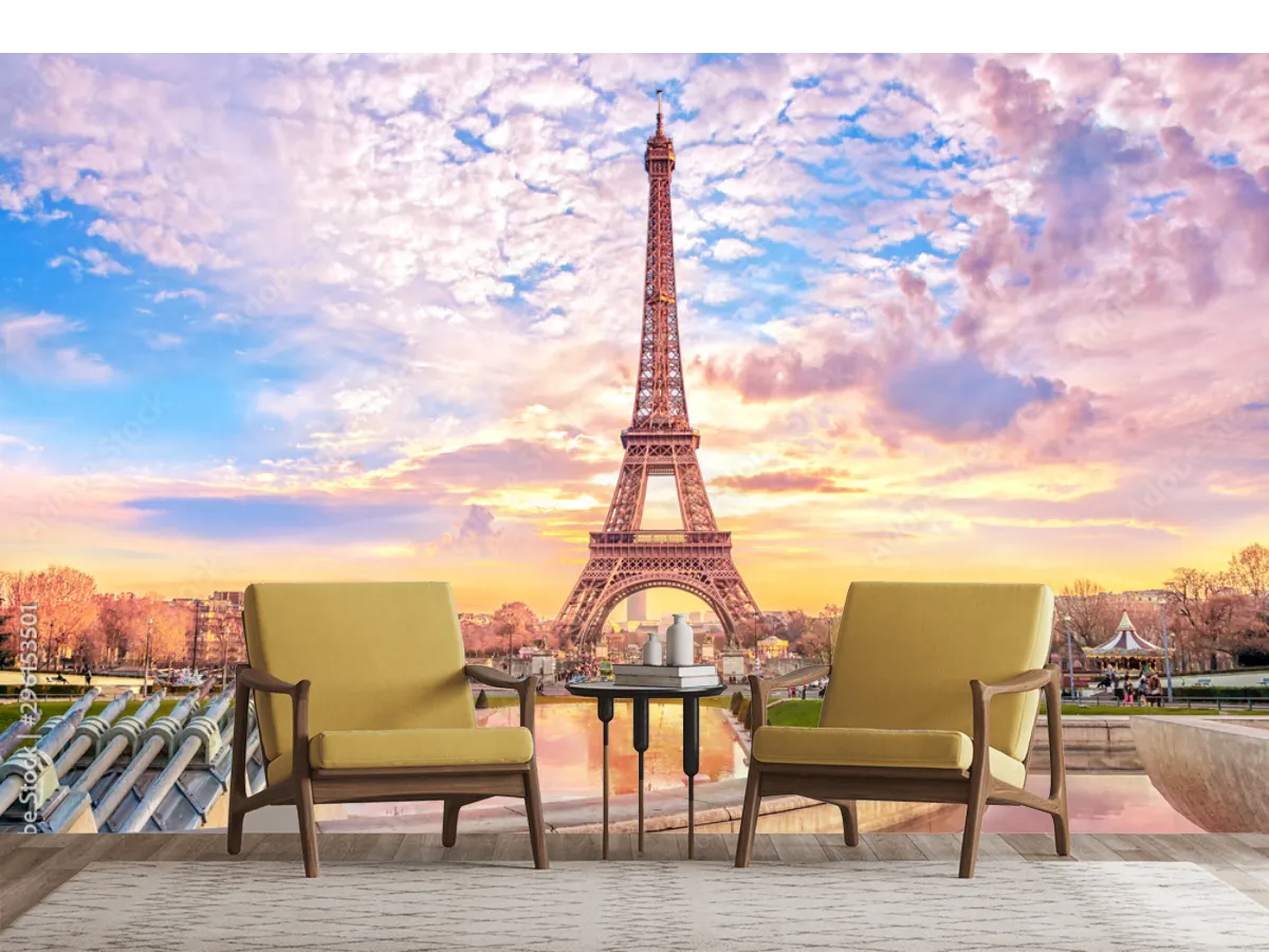 Fotomural Modelo París Romance en Vinil Arquitectónico, Papel Tapiz o Mural Para Sala