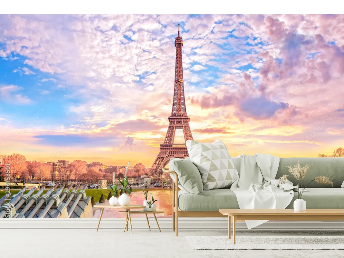 Fotomural Modelo París Romance en Vinil Arquitectónico, Papel Tapiz o Mural Para Sala