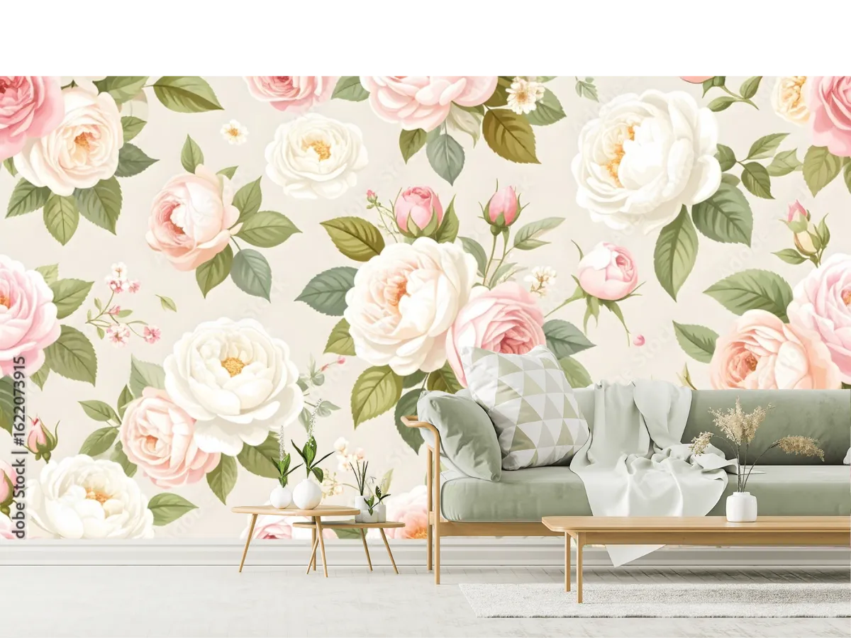 Mural Rosas Vintage Elegancia Floral Vinil Arquitectónico
