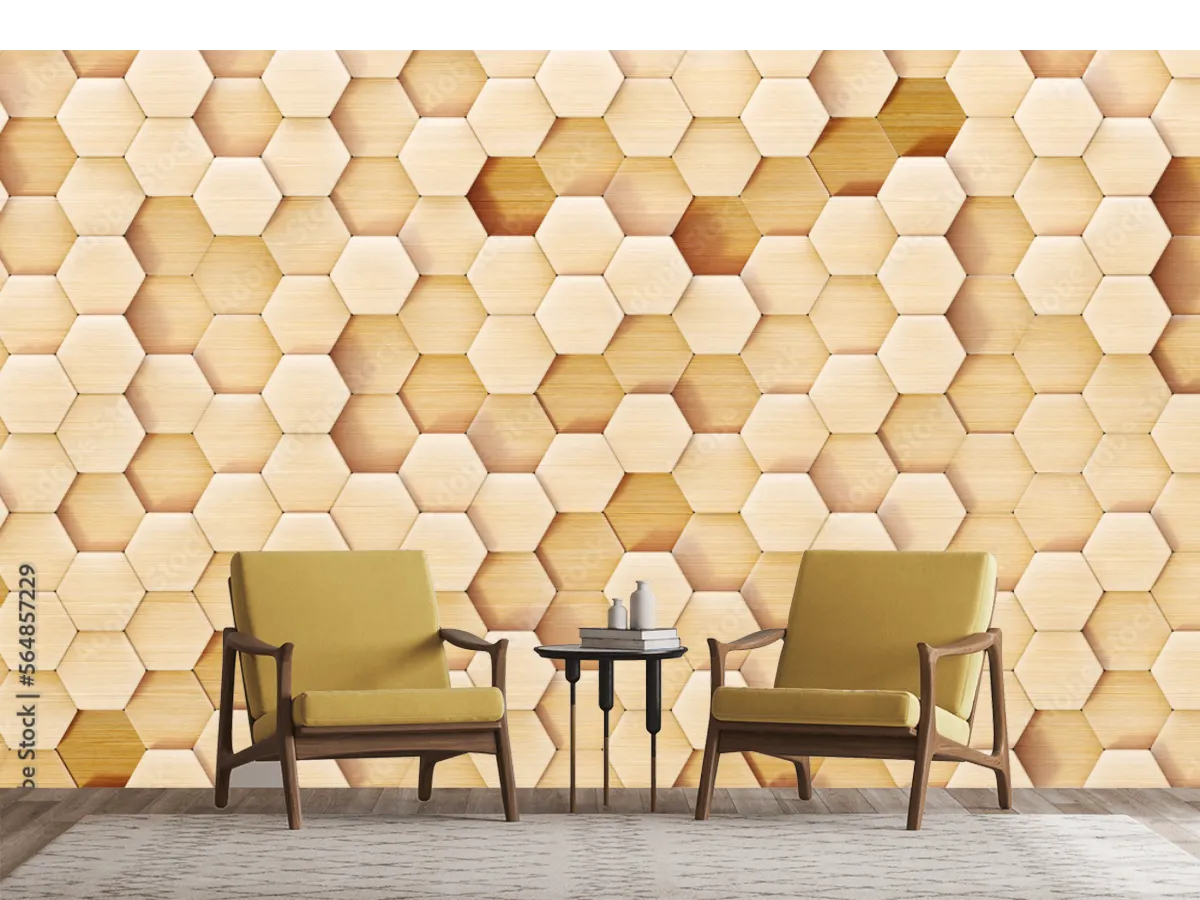 Modelo Mural Hexágono Arena para Decoración de Sala o Recámara
