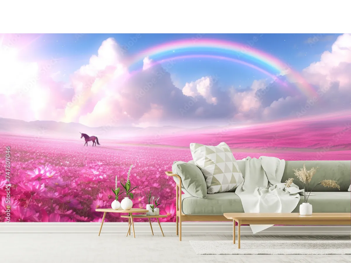 Mural Unicornio Prisma Mágico en Vinil Arquitectónico | Fotomural Decorativo de Pared