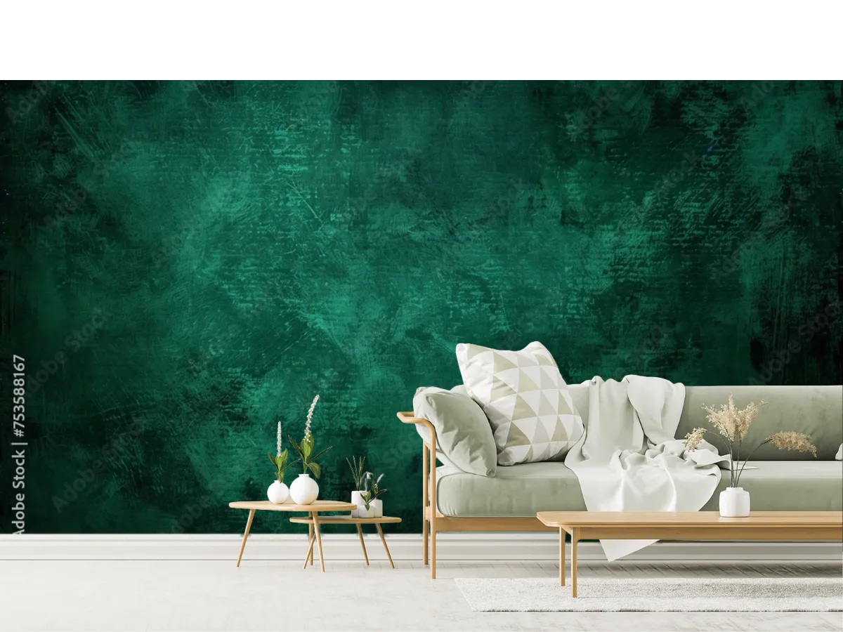 Mural Esmeralda Profunda para decoración de paredes, vinil arquitectónico y papeles tapiz