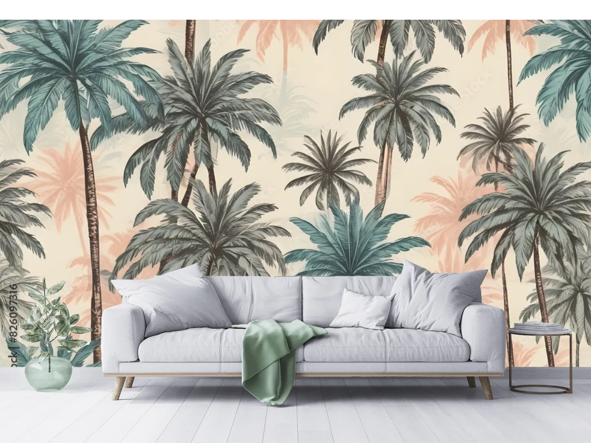 Mural Palmeras Serena Amanecer para Sala y Recámara | Fotomural Decorativo