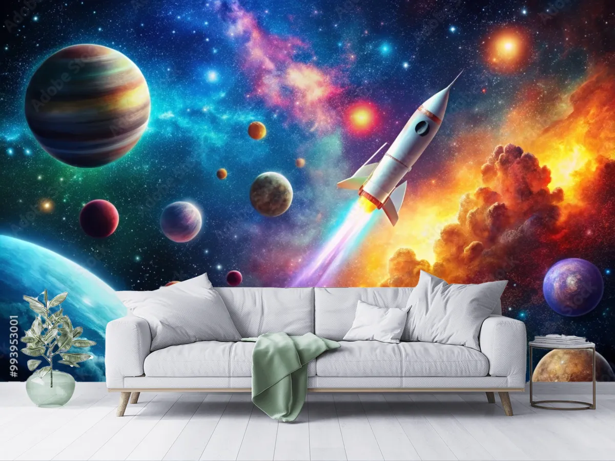 Mural Galaxia de Ensueño para Pared | Vinil Arquitectónico y Papel Tapiz Decorativo