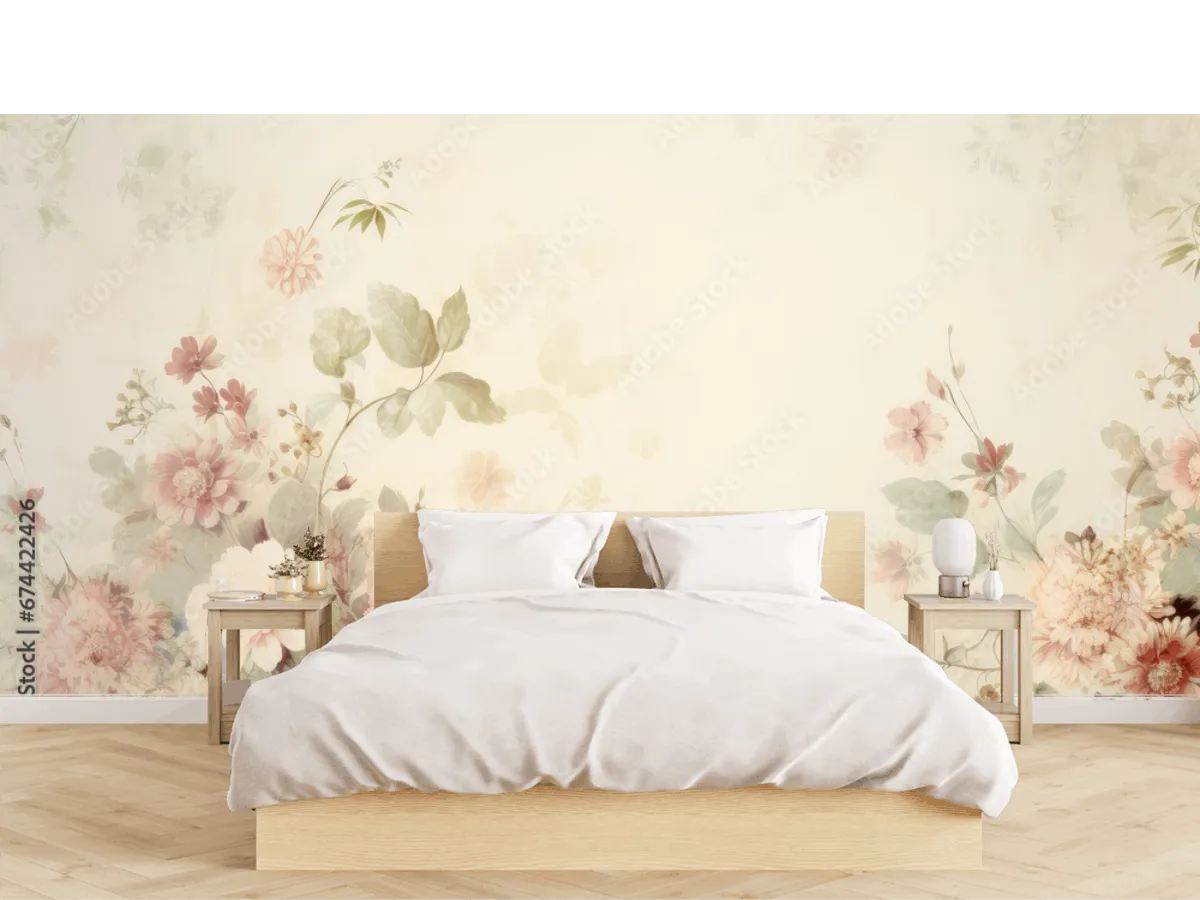 Mural Floral Pastel Ensueño Vintage para Pared | Fotomural Decorativo