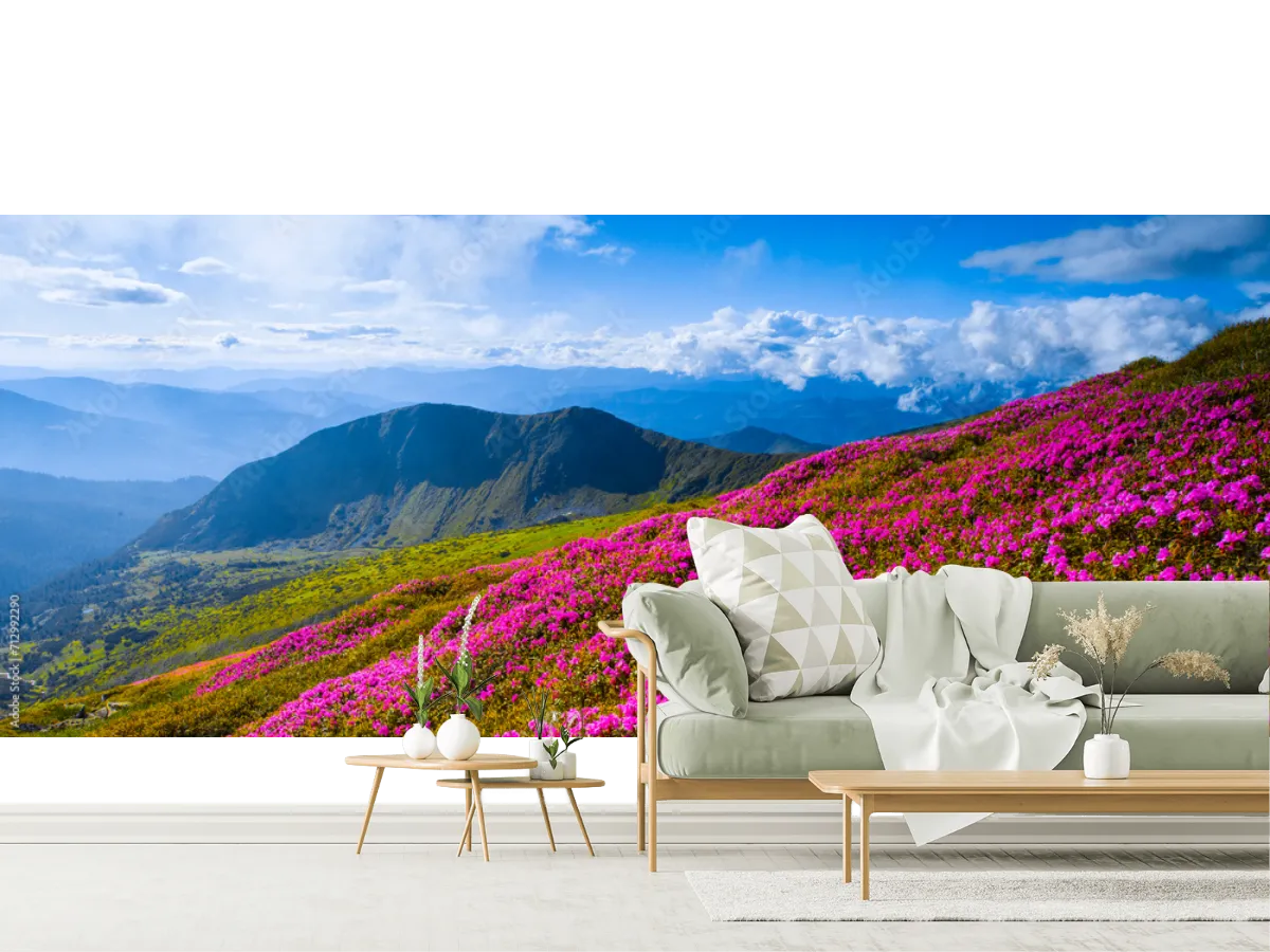 Mural Flores de Montaña Primavera – Fotomural Decorativo para Sala o Recámara