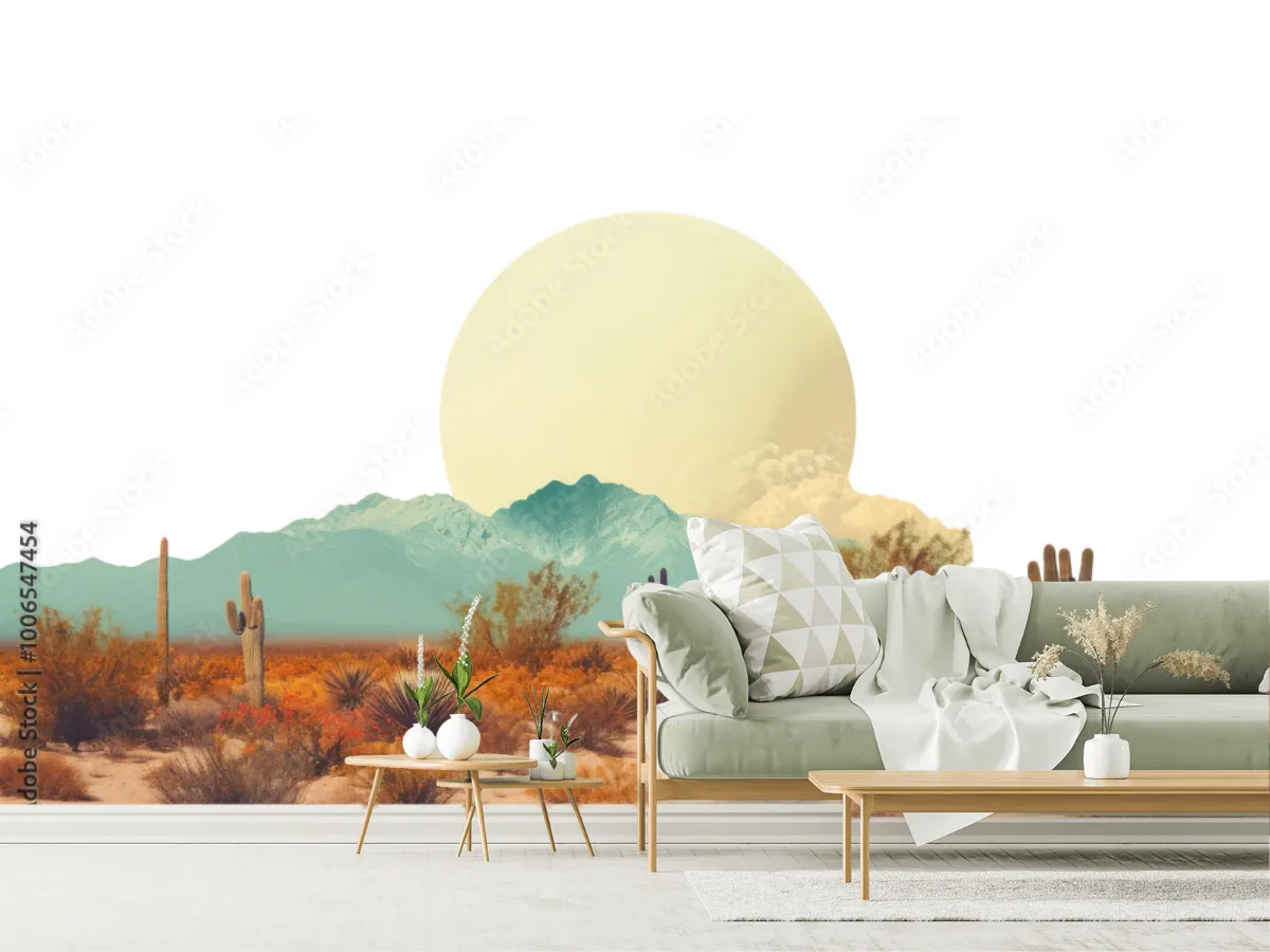 Mural Desierto Luminoso Montañas – Fotomural Decorativo Vinil Arquitectónico