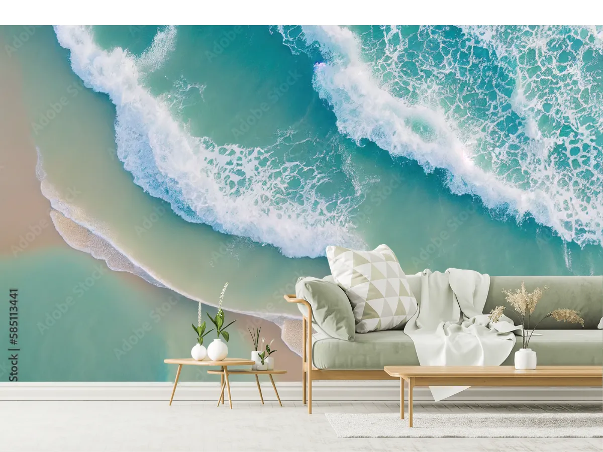 Fotomural Mural Olas del Paraíso en Vinil y Papel Tapiz Decorativo