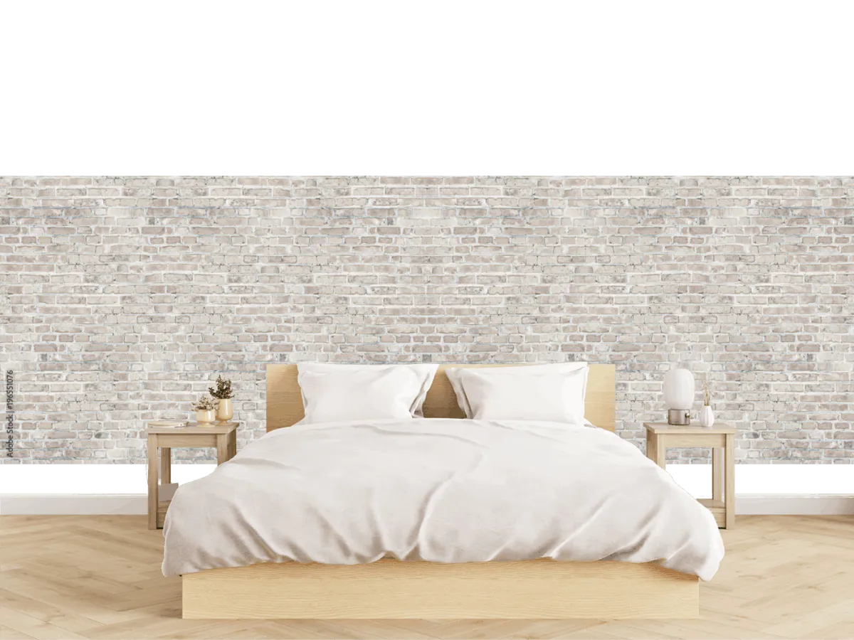 Mural Pared Modelo Urban Blanco Estilo Ladrillo para Decoración Moderna