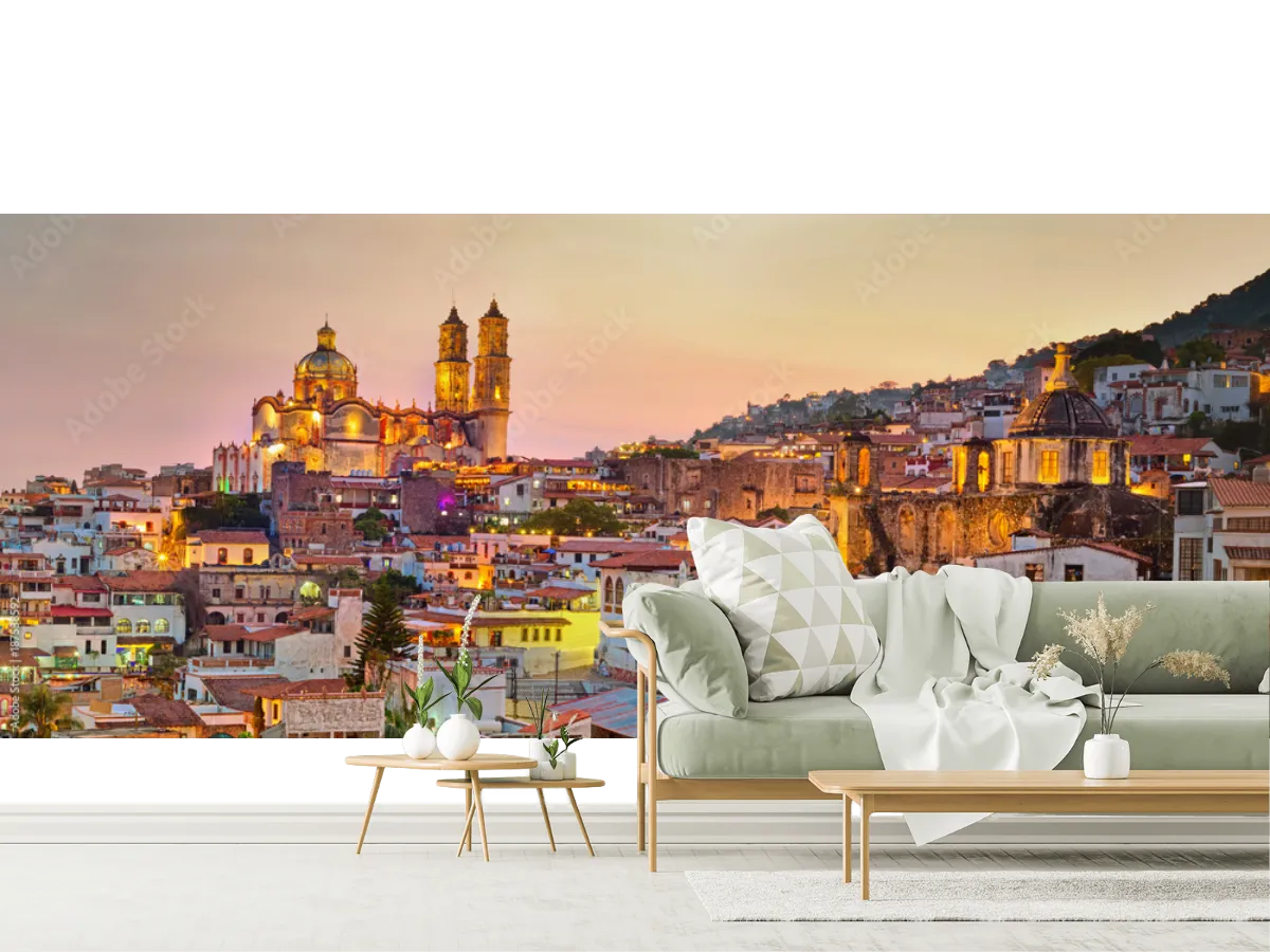 Mural Taxco Esplendor Colonial para Decoración de Sala - Vinil, Papel Tapiz
