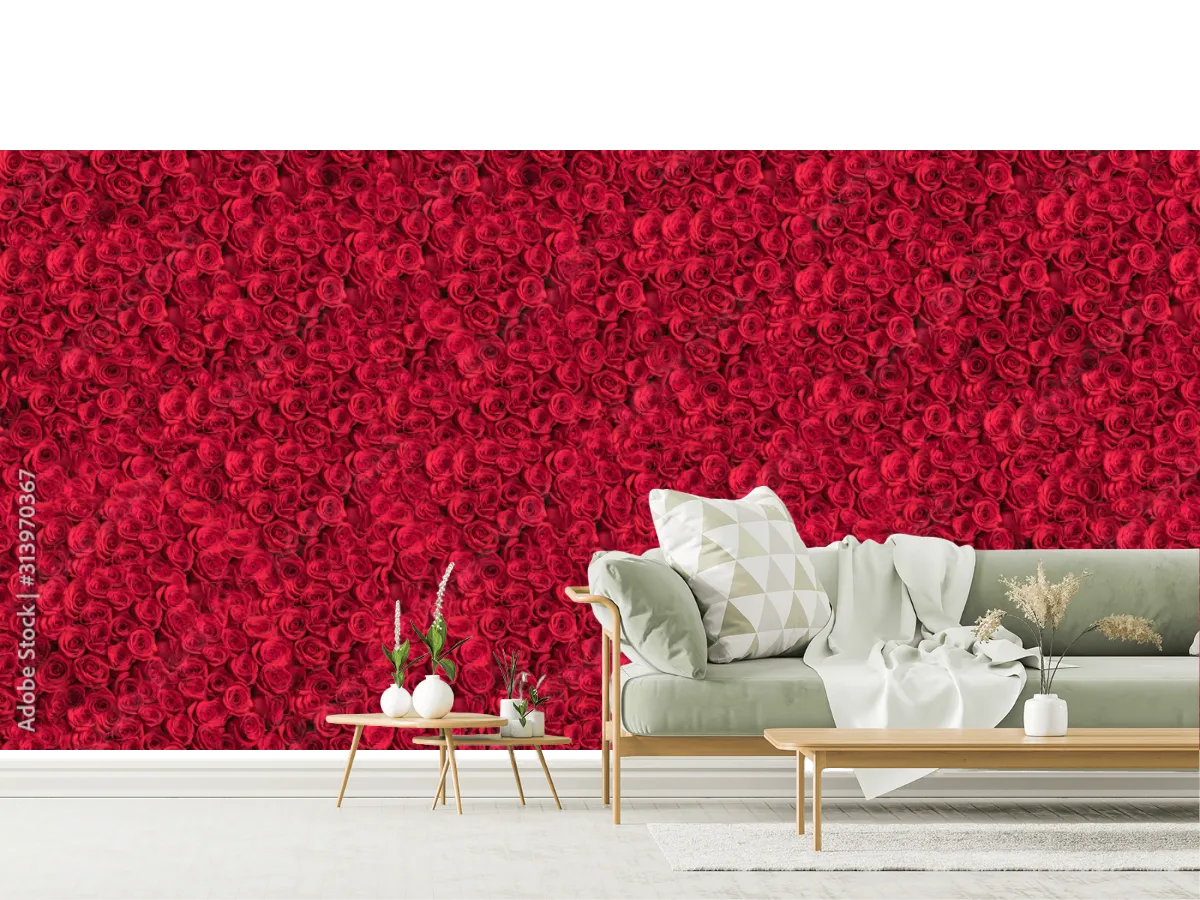 Mural Rosas Eternas Rojo Pasional decoración de sala Vinil o Tapiz