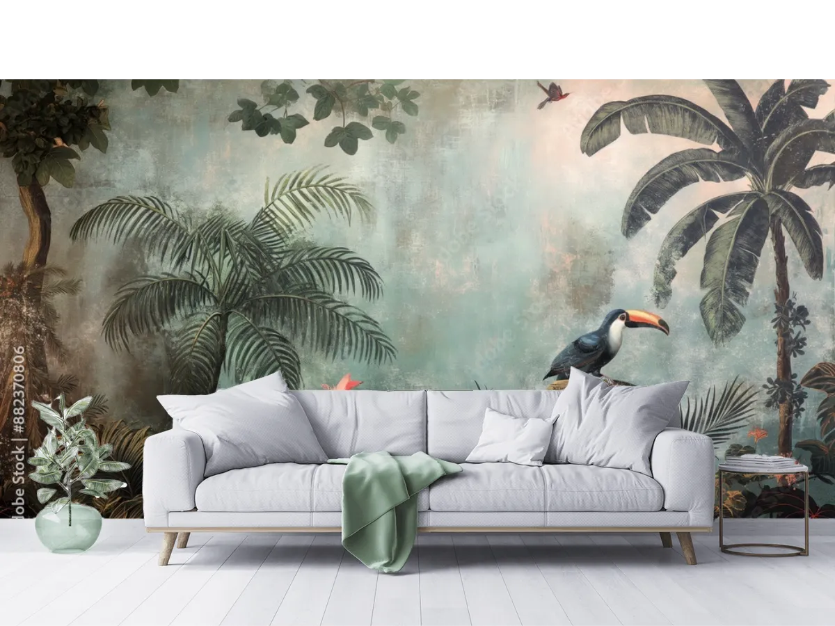 Mural Exótico Tucán Tropical para Sala - Vinil, Papel Tapiz o Contract