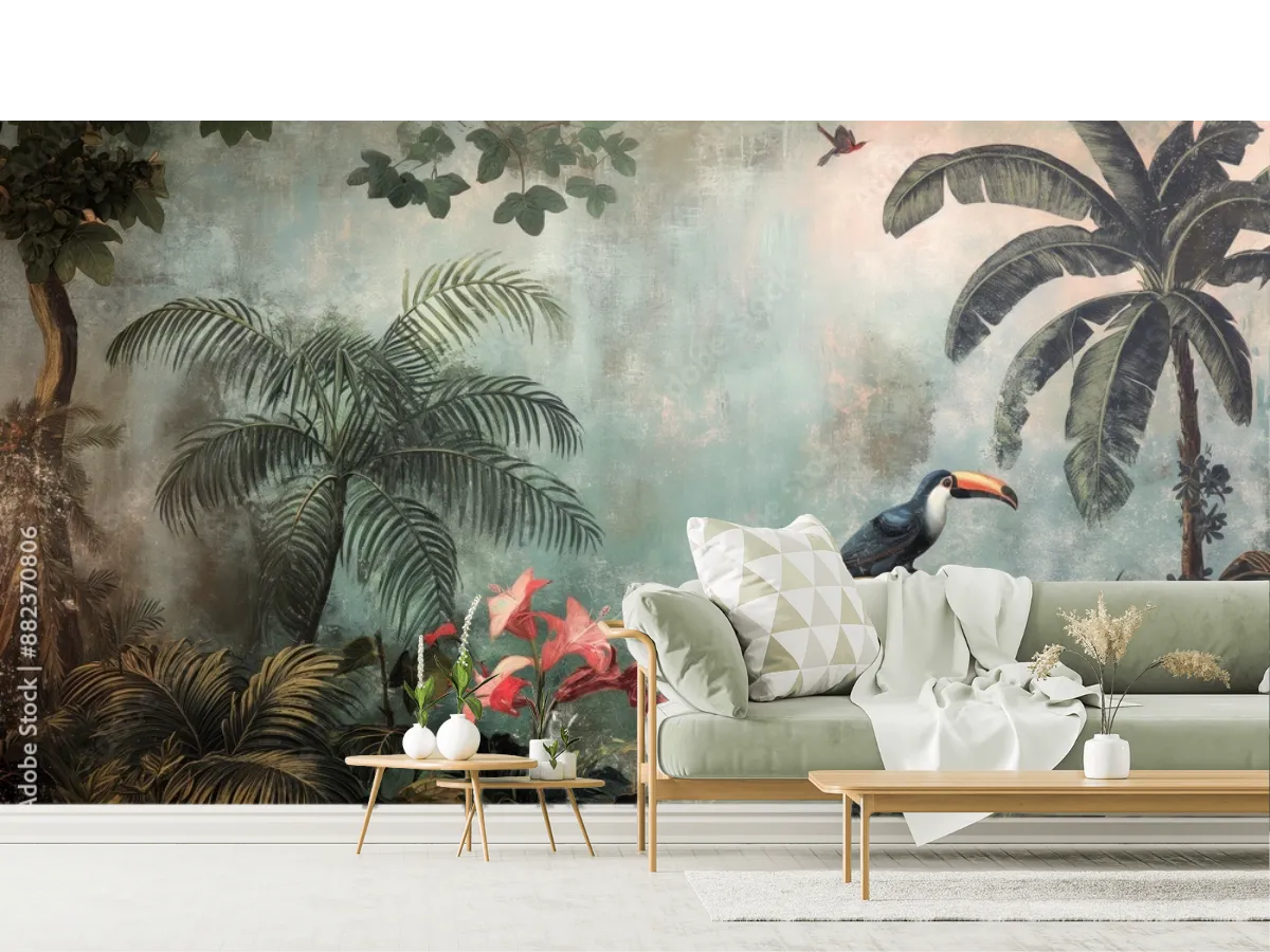 Mural Exótico Tucán Tropical para Sala - Vinil, Papel Tapiz o Contract