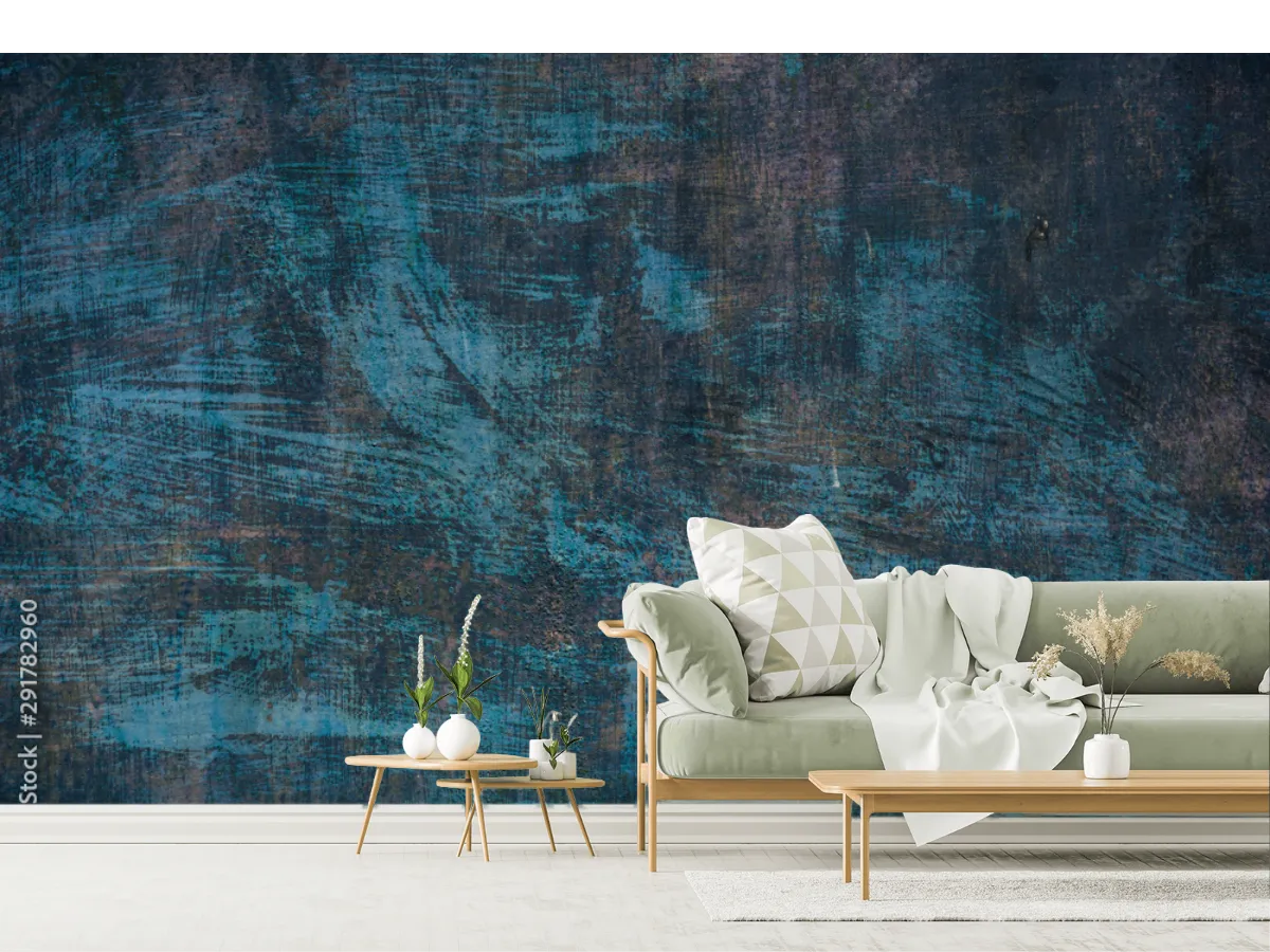 Mural Azul Profundo Industrial para Decoración de Interiores en Vinil