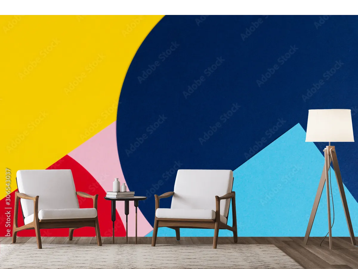 Mural Geométrico Prisma Vibrante para Decoración de Sala y Oficina