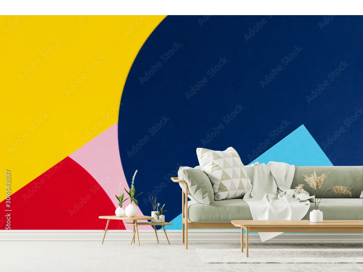 Mural Geométrico Prisma Vibrante para Decoración de Sala y Oficina