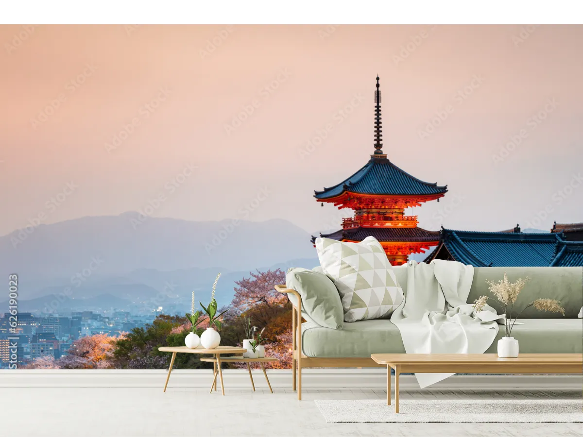 Mural Atardecer Kyoto Pagoda en Vinil Arquitectónico o Tapiz