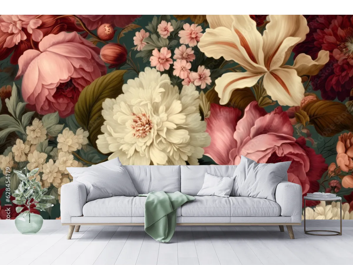 Mural Botánico Aromas Eternos Vinil Arquitectónico o Papel Tapiz