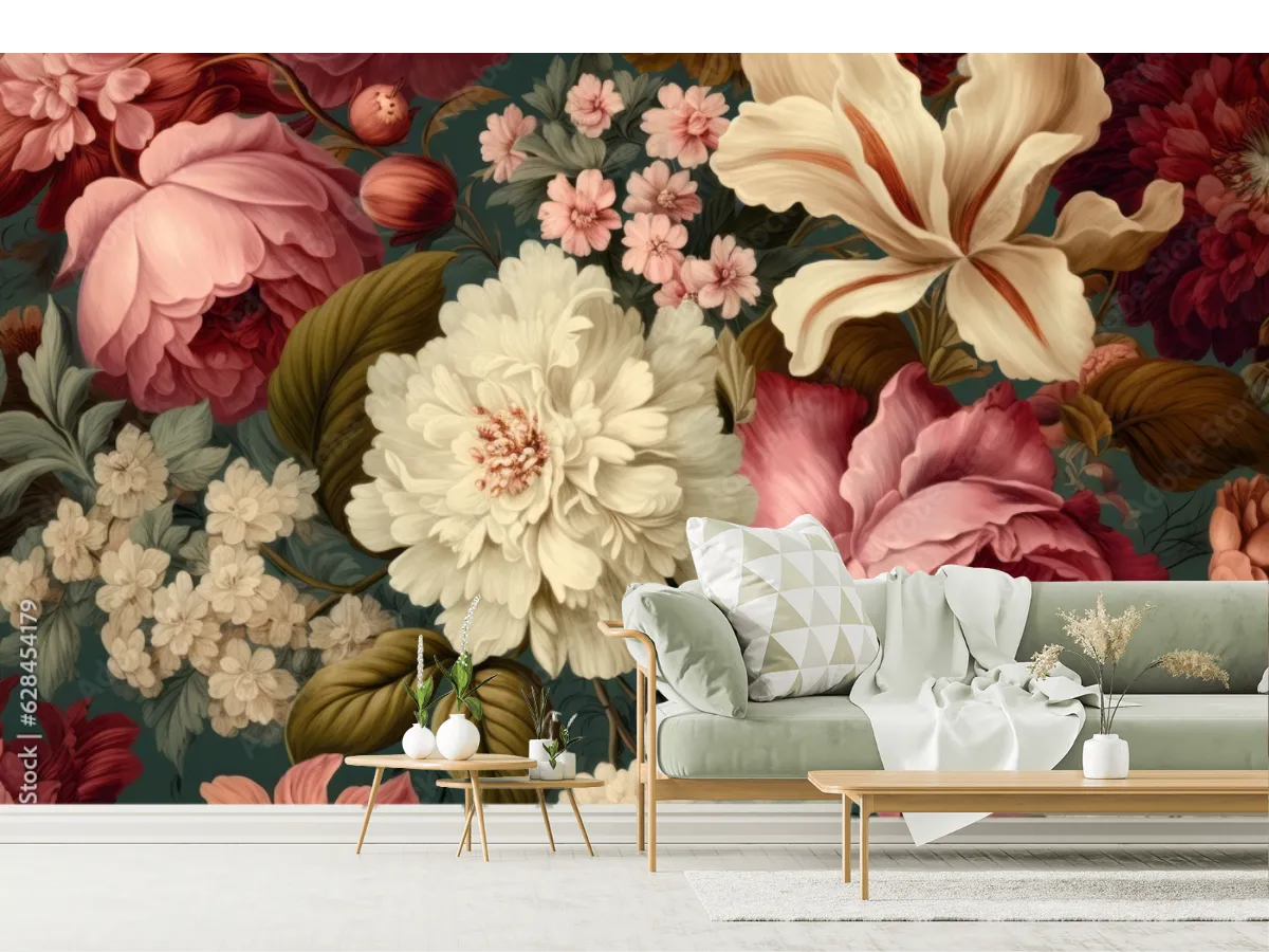 Mural Botánico Aromas Eternos Vinil Arquitectónico o Papel Tapiz