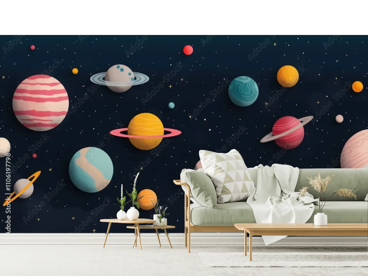 Mural Galaxias Soñadas para Pared Sala, Vinil Arquitectónico/Papel Tapiz