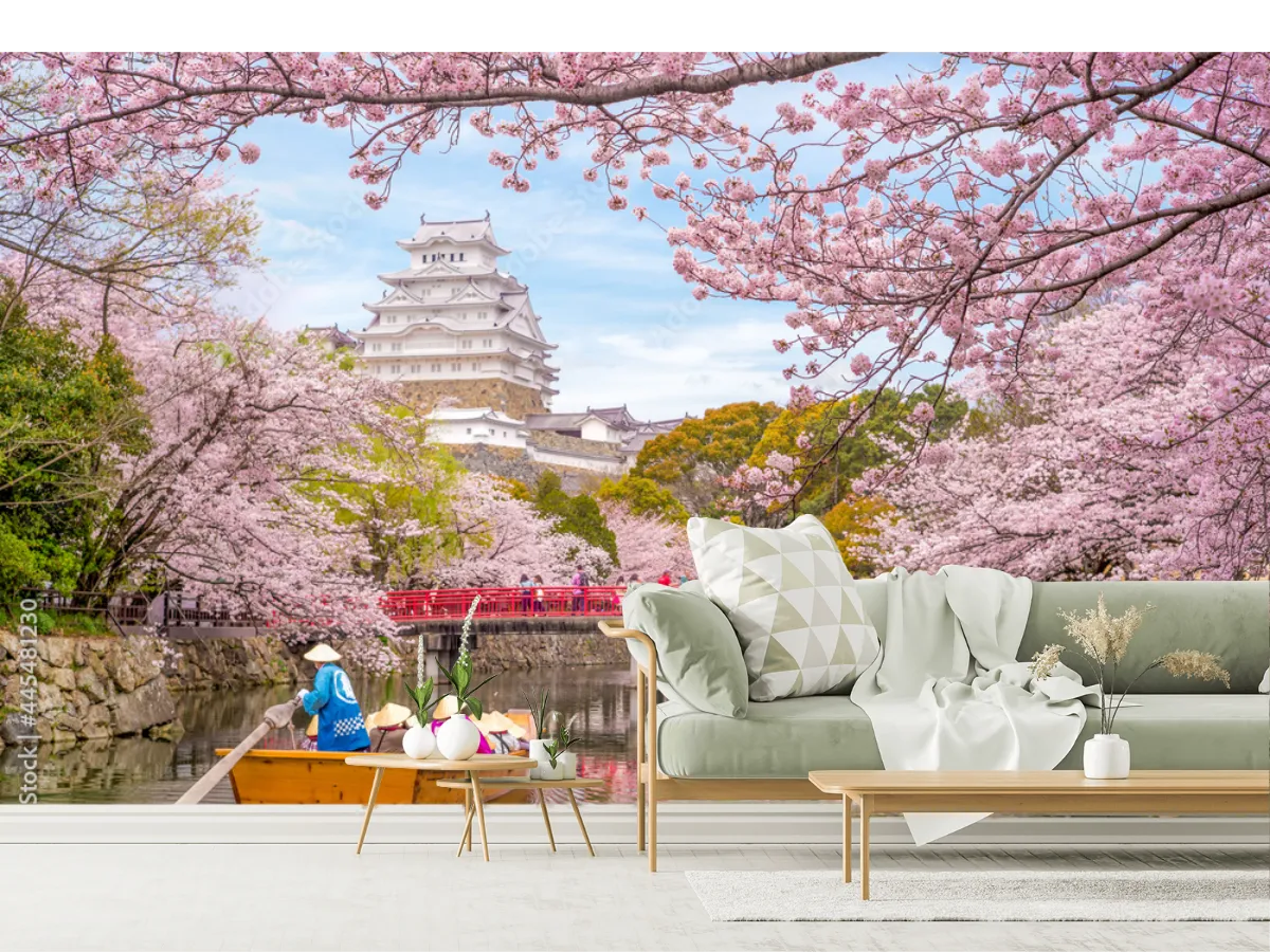 Mural Sakura Hime para Decoración de Sala – Vinil Arquitectónico, Tapiz Texturizado o Contrat
