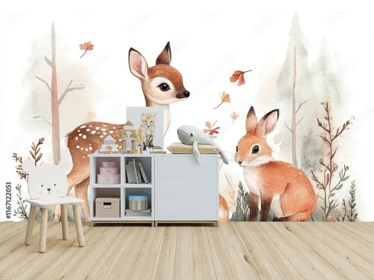 Mural Bosque Encantado Infantil - Fotomural Personalizado Vinil/Papel Tapiz