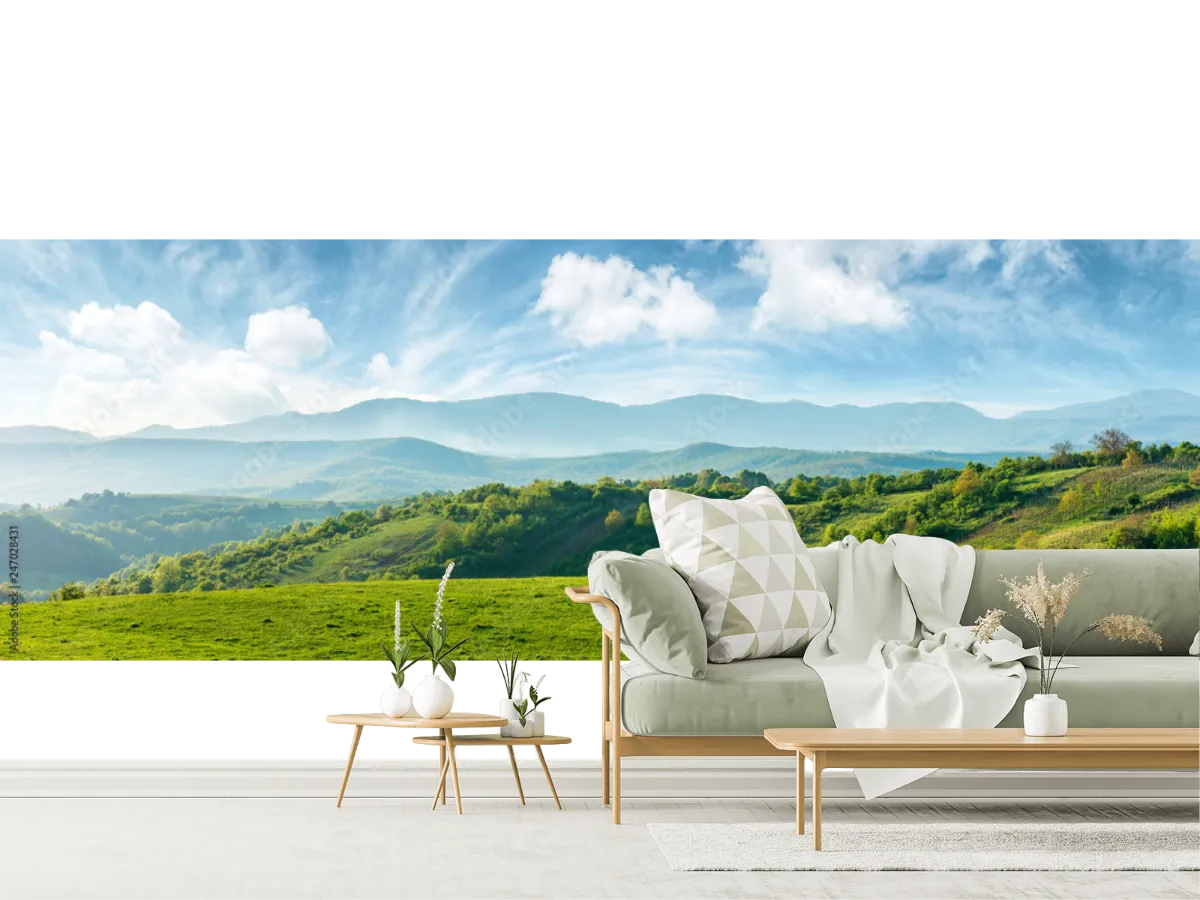 Mural Horizonte Esmeralda Vinil Arquitectónico para decoración de sala y recámara