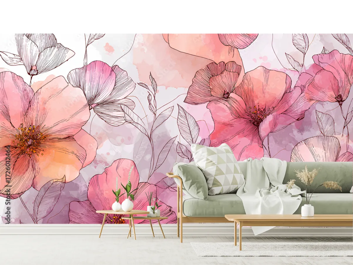 Mural Botánico Serenata Floral, mural de pared elegante y moderno