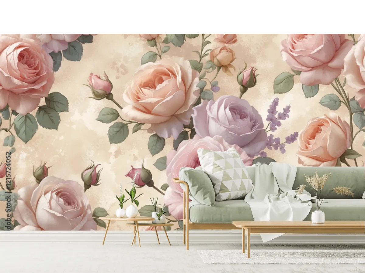 Mural Rosas Eternas en Vinil Arquitectónico o Papel Tapiz - Fotomural Decorativo de Pared