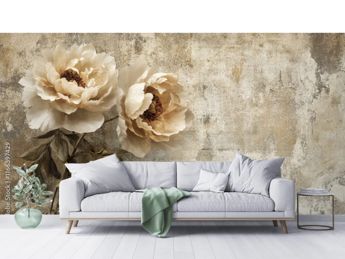 Mural Flores Eternas Vintage – Fotomural Decorativo en Vinil, Papel Tapiz y Más