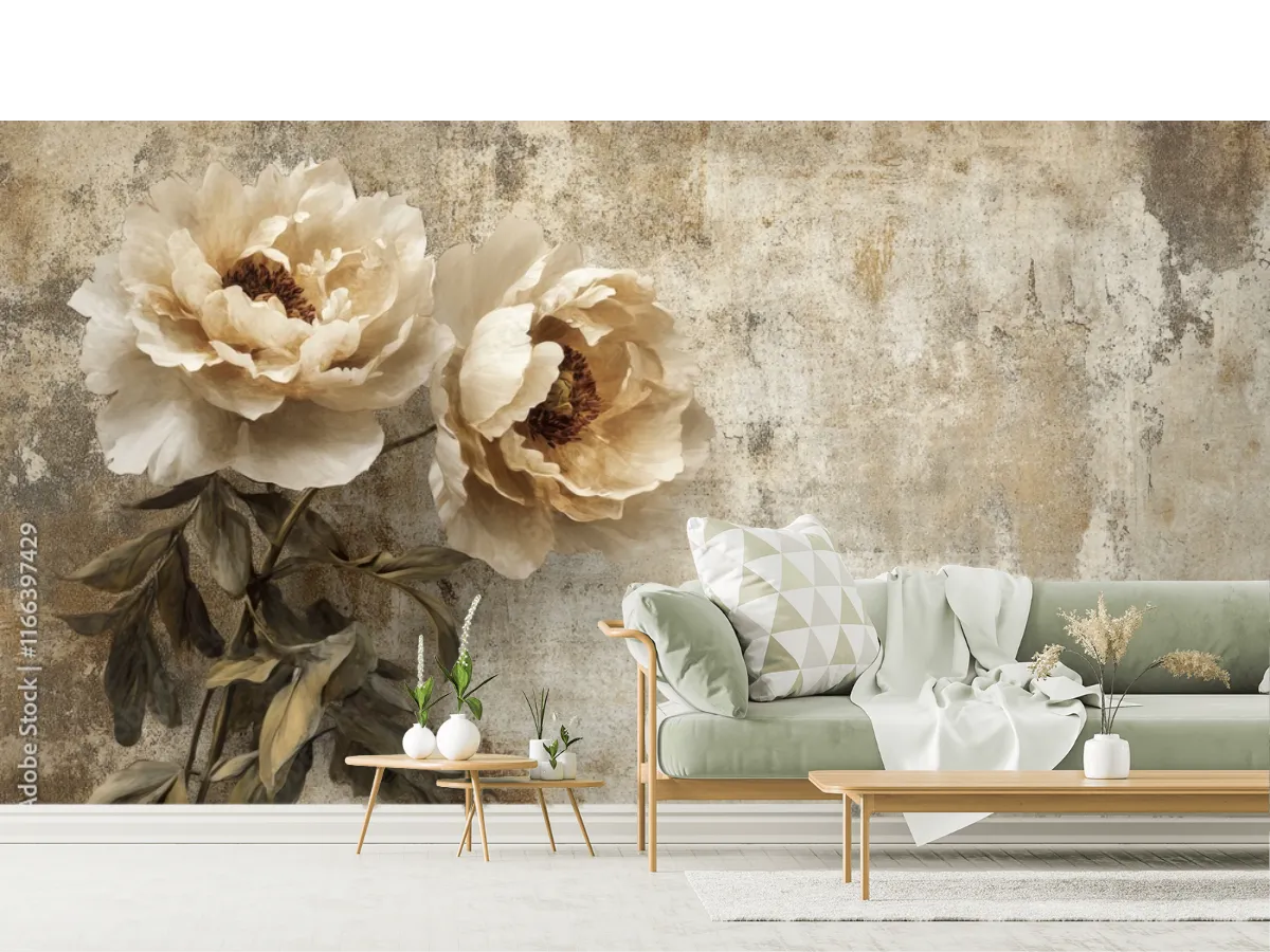 Mural Flores Eternas Vintage – Fotomural Decorativo en Vinil, Papel Tapiz y Más
