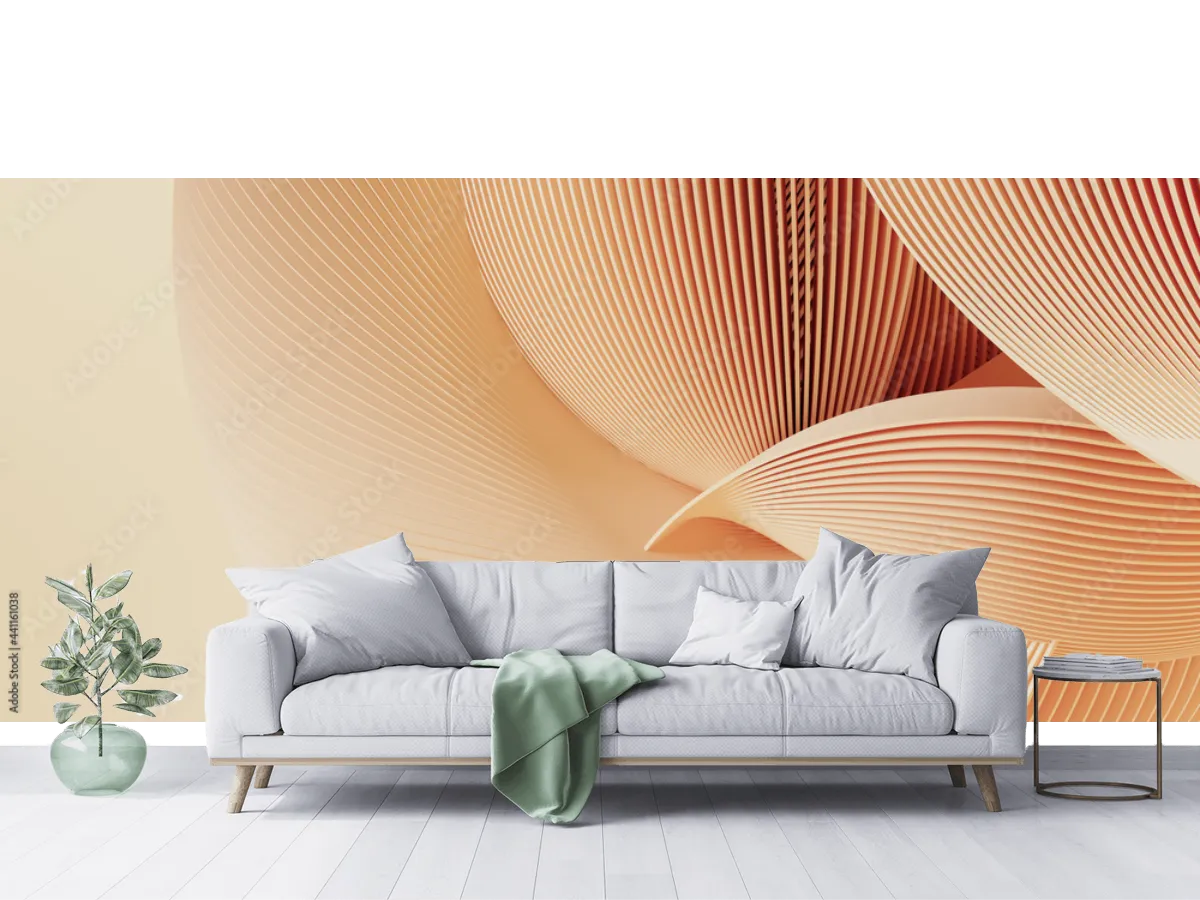 Mural Geométrico Abstracción Vainilla para Pared - Fotomural Decorativo Vinil, Papel Tapiz