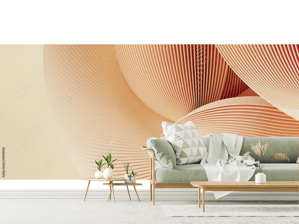 Mural Geométrico Abstracción Vainilla para Pared - Fotomural Decorativo Vinil, Papel Tapiz