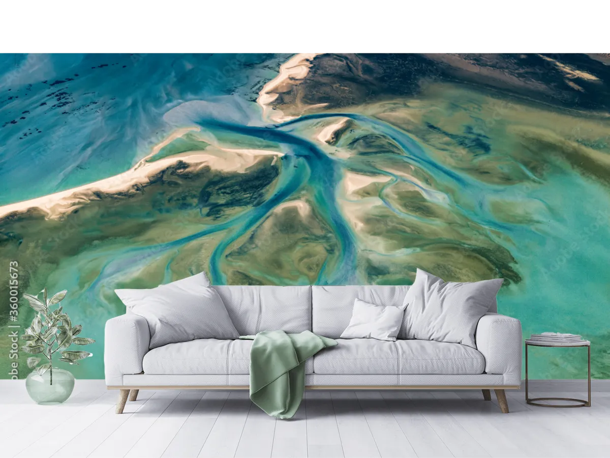 Mural Delta Azul Serenidad – Fotomural Decorativo para Sala o Recámara