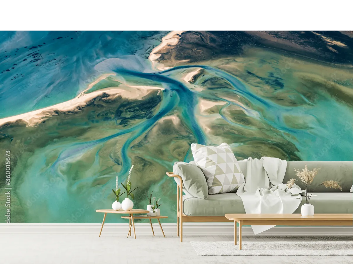 Mural Delta Azul Serenidad – Fotomural Decorativo para Sala o Recámara