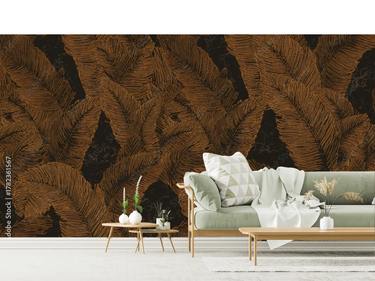 Mural Hoja Viento Cobre para Decoración de Sala y Estancia