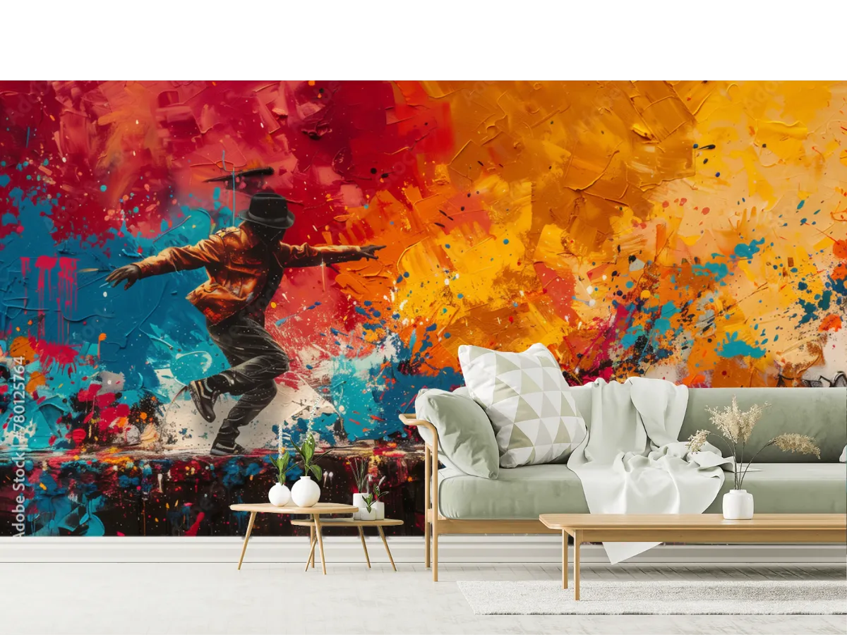 Mural Color Danza Urbana Arte Impreso en Vinil, Papel Tapiz o Rugoso