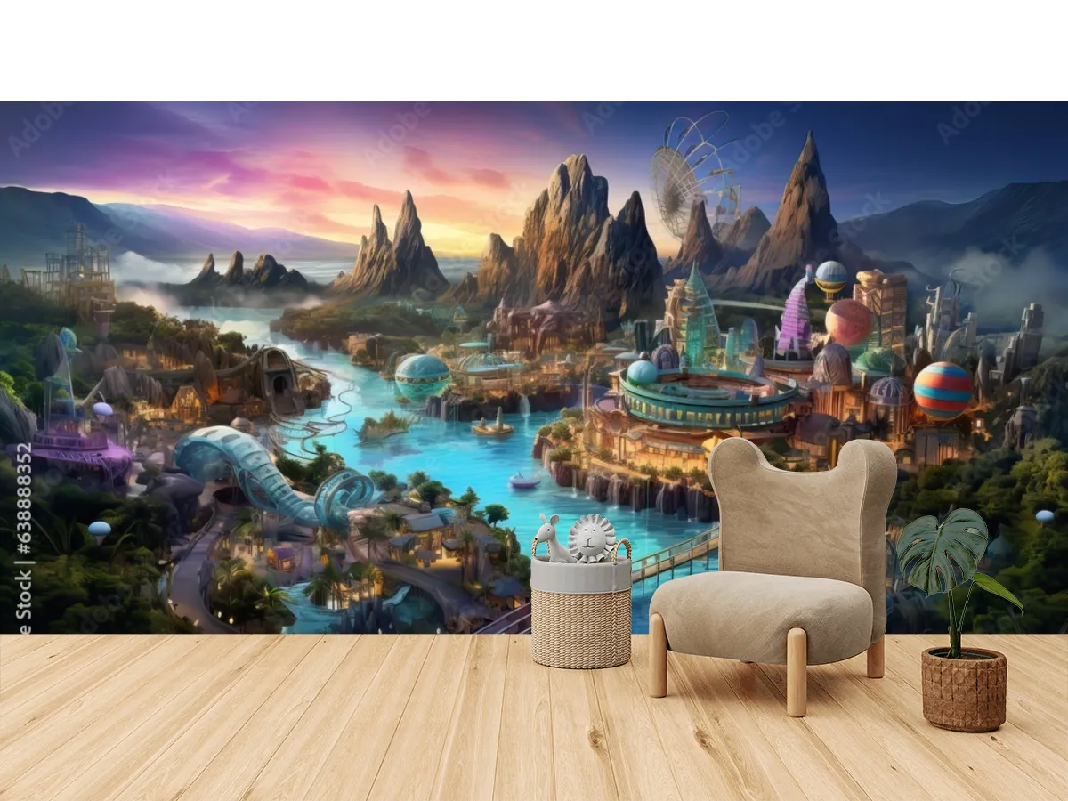 Mural Fantasía Cósmica en Vinil Arquitectónico y Papel Tapiz